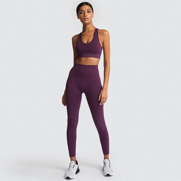 Joogasetti Treenileggingsit Urheilupuku Rintaliivit Fitness Kuntosali Juoksusetti Naisille Rust redSet M