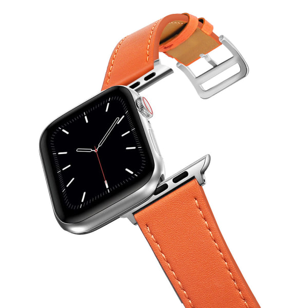 Aitoa nahkaa oleva Loop-rannekoru Apple Watch SE 7654 42MM 38MM 44MM 40MM -kelloon, älykellon iWatch 3 -ranneke 45mm 6 Slim apricot 40mm