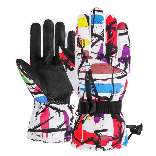 Vinter Snowboard Skidhandskar PU Läder Halkfri pekskärm Vattentät Motorcykel Cykling Fleece Varm snö Handskar Unisex Snowboard Gloves9 L