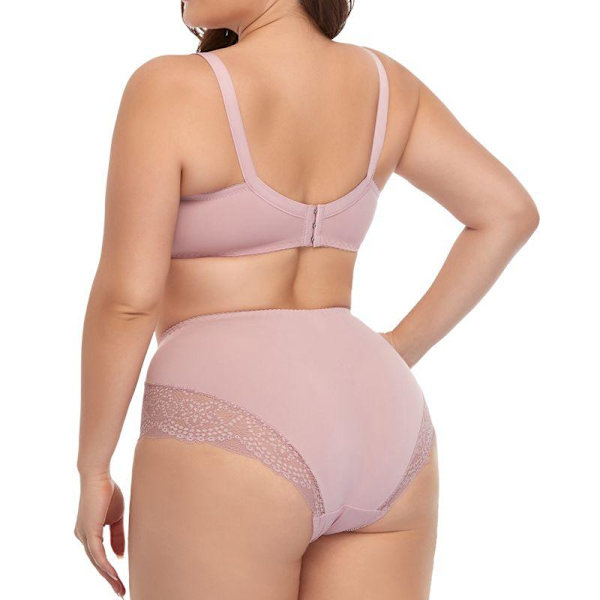 Kukkainen pitsialusvaatesetti naisille, plus-koko, D-kuppi, XL 2XL 3XL 4XL 5XL 6XL, kokokuppiset rintaliivit ja erittäin ohuet alushousut Pink 85D