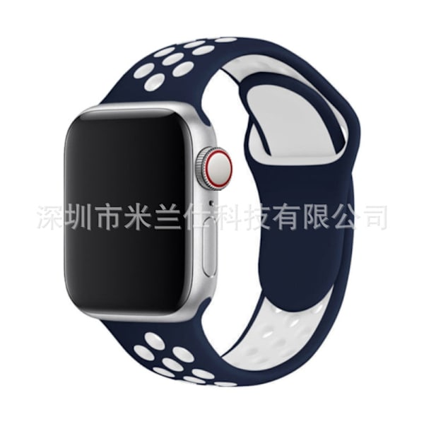Klockarmband för Apple Watch iWatch 38/40/41/42mm-S10 standardstorlek SM kod 6 midnattsblå med vit