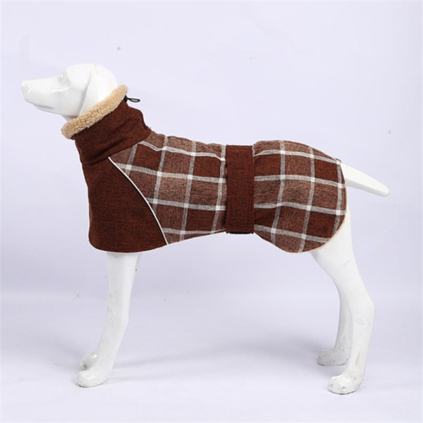 Hundkläder Vintertjock varm hundjacka för små stora hundar Reflekterande vindtät husdjurskläder Rutig Strom Snow Dog Coat 3XL coffee L