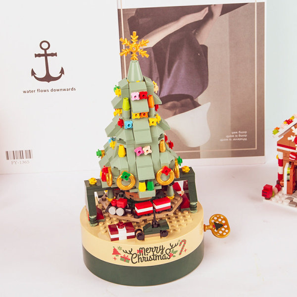Julklapp Kreativa Juldekorationer Byggklossar Julgran Speldosa Musiklåda Ornament Snowman pen holder building blocks