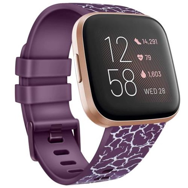 Rem för Fitbit Versa 2 Versa Band Rem Mjuk TPU ersättningsarmband för Fitbit Versa 2 Versa Lite Klockarmband Armband Gray Flower Gray Size L For Versa 1 2