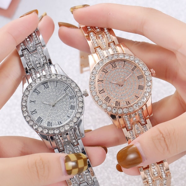 Starry Dame Diamant Mode Tal Ur Perlemorsglinsende Skinnende Stålrem Quartz Ur Gold watch