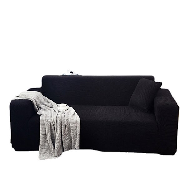 Enfärgad Universal Sofföverdrag för Alla Årstider, Nordisk Trendig Stickad Stretch Allomfattande Sofföverdrag Dammtät Soffkudde Interstellar black M [double length within 145-185cm]]