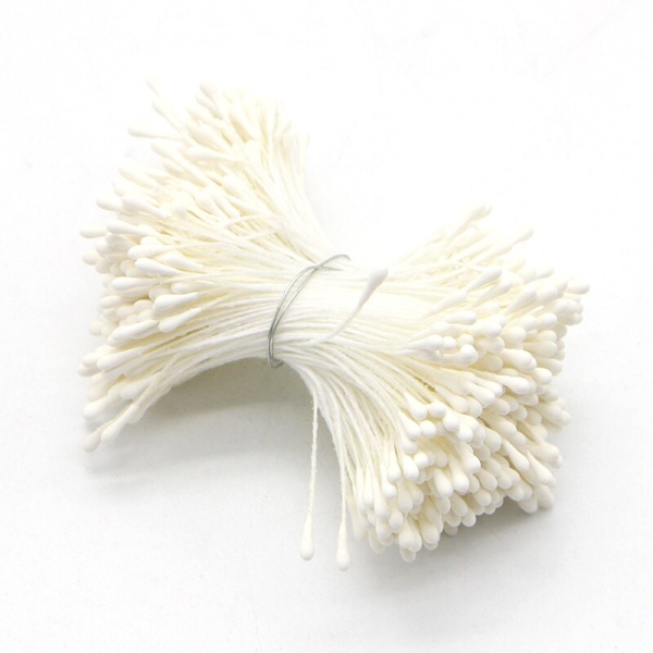 Håndværk 144/420/600/1000 stk./parti Blomster Støvdragere 2 mm DIY Kunstige Blomster Krans til Bryllupsfest Hjemmeindretning D0401 C20Matte beige 420pc