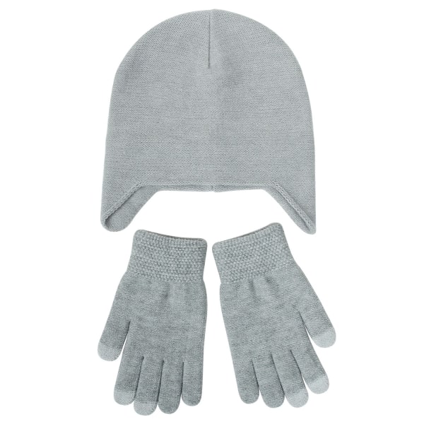 Utomhus Hatt Handskar Tvådelat Set Dam Fleece Öronskydd Mössa Handskar Hatt Set #5 light gray