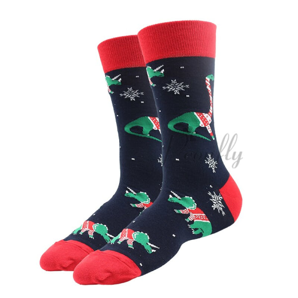 Julstrumpor PEONFLY Nya Färgglada Bomullsstrumpor Herrstrumpor Harajuku Hip Hop Roliga Tecknade Jultomten Kakor 44 EUR38-46