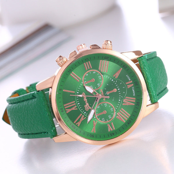 Watch Geneva Quartz Watch Armband Dammode Watch Skala Watch Green