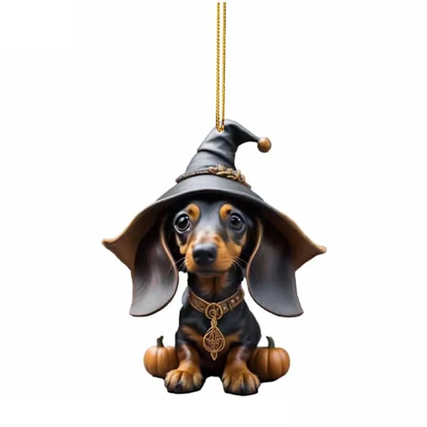 Jul Tecknad Söt Hund Ornament Tax Hund Hängande Dekoration Julgran Hänge Hem Fest Tillbehör Bilinredning Gåvor D-2 Christmas