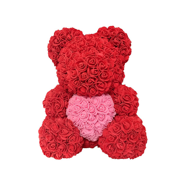 40cm Rosbjörn Hjärta Konstgjord Blomma Ros Nallebjörn För Kvinnor Alla Hjärtans Dag Bröllop Födelsedag Julklapp Red Pink H 40CM