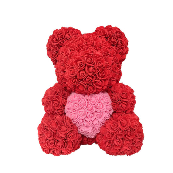 40cm Rose Bear Heart Konstgjord Blomster Rose Nalle För Kvinnor Alla hjärtans bröllop Födelsedag Julklapp Red Pink H 25CM