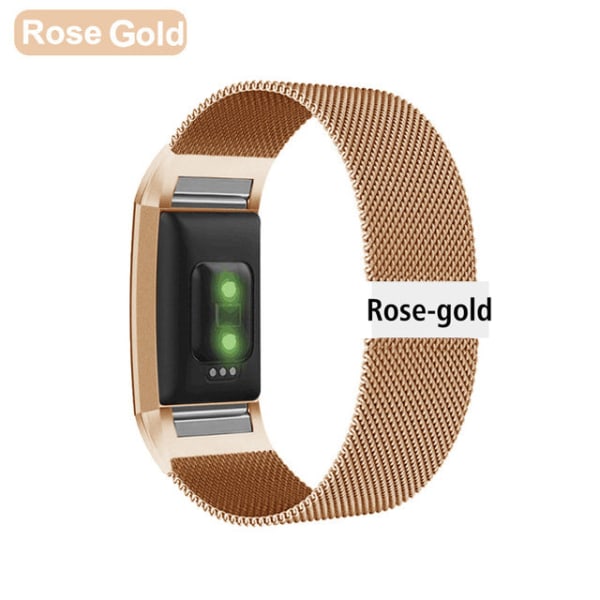 Magnetisk Milanese Loop Band i rostfritt stål för Fitbit Charge 2 band Ersättningsarmbandsrem för Fitbit Charge 3 4 Watchband Champagne S--180mm--Charge 4