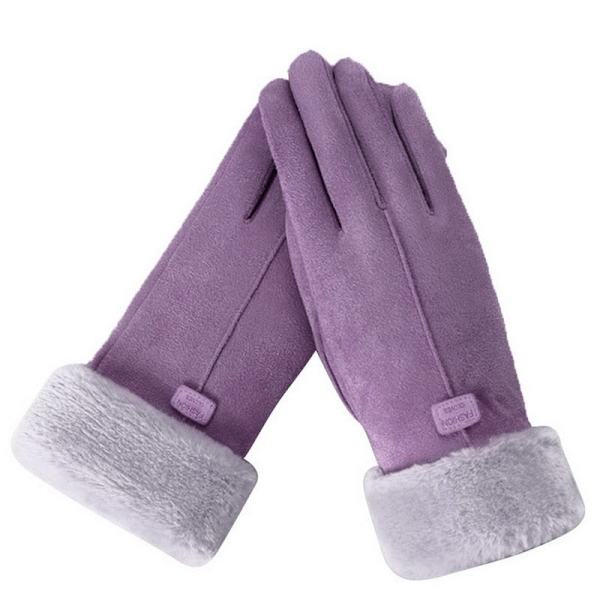 Dam Vinterhandskar Varma Touch Screen Svarta Pälshandskar Hel Finger Vantar Körhandskar Vindtäta Handskar Femmale Guantes Gray-A One size
