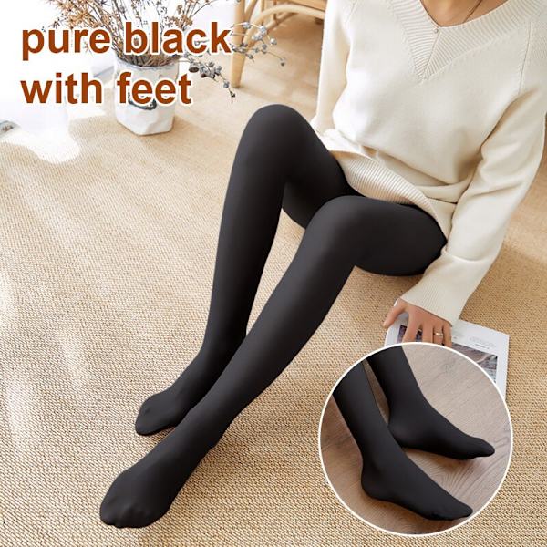 Vinter Varma Leggings Sexiga Smala Genomskinliga Tights Nylonstrumpbyxor Hög Midja Elastiska Tjocka Ullstrumpor Byxor Kvinnor Termiska Leggings Coffee skin halffoot 80g-Thin
