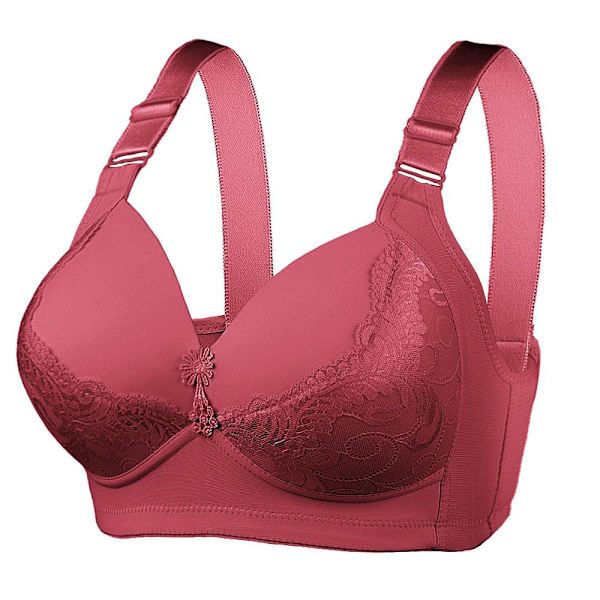 Stor Storlek Stor Kup BH Utan Bygel Justering Sexiga Bröst Damunderkläder Red 46/105D