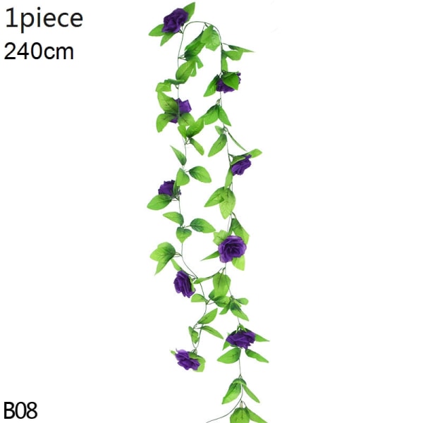 Kunstig Wisteria Blomster Ranke Efeu Blad Guirlande Silke Rose Blomster Rattan Snor Ranke Bryllupsbue Blomst Hjemmehave Dekoration B08-1pcs-purple