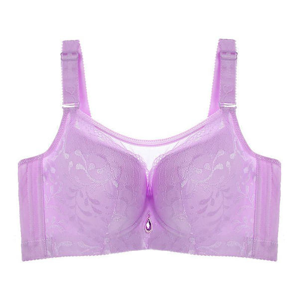Full Coverage BH för Kvinnor Plus Size Spets BH med Mesh E F Kupa Push Up Underkläder Purple 48E
