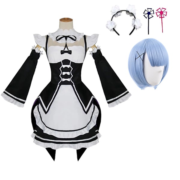 Anime Re: Life In A Different World From Zero Ram/Rem Cosplay Kostumer Maid Outfit Halloween Kostume Maid Servant Kjole style7 One Size