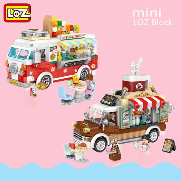 LOZ Mini Blocks City Series Street View 491st+ FOOD Truck Frukt/glass Shop Learning Montera Leksaker 1739 JM20-LOZ-1739 without box
