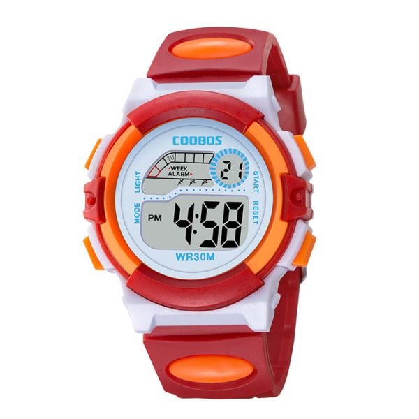 Elektronisk watch för barn, självlysande, multifunktionell vattentät watch för pojkar och flickor 0916 Red