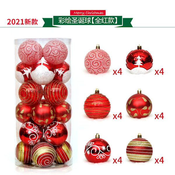 Julekugle Dekoration Kugle 6 CM24 Farvet Tegnekugle Pakke Dekorationer Juletræs Ornament Kugle Tønde Colored Drawing ball [Hongjin]]