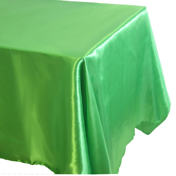 Rektangulær satengduk Overlegg Bryllupsbankett Tapete Hjem Spisebord Dekke Jul Halloween Bursdag Duk Green 145X200CM