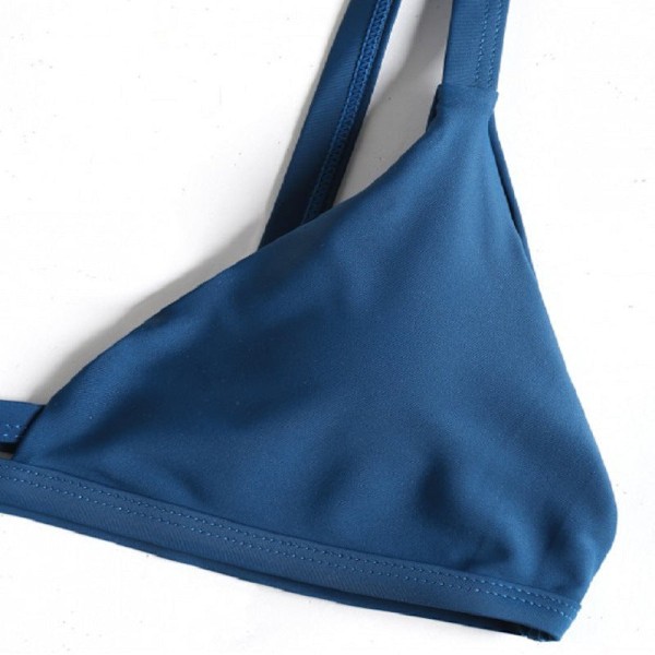 Tyttöjen uimapuku Bikini Split Yhtenäinen väri Seksikäs naisten uima-asu Blue M