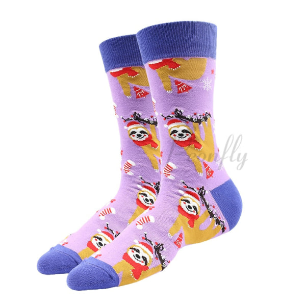 Julstrumpor PEONFLY Nya Färgglada Bomullsstrumpor Herrstrumpor Harajuku Hip Hop Roliga Tecknade Jultomten Kakor 8 EUR38-46