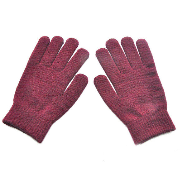 1 pari neulottuja villaisia pariskuntakäsineitä talveksi, yksiväriset kokosormikäsineet, kädenlämmittimet miehille ja naisille, paksut pyöräilykäsineet Dark purple One Size