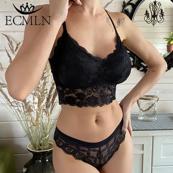 Underklädesset för kvinnor Spets Trosor Sömlös Rygglös Sexig Väst Bralette Push Up BH Lingerie White S/34