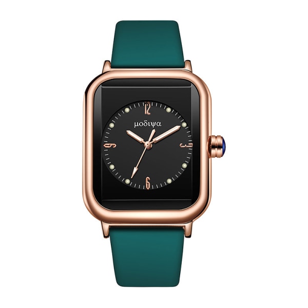 Kunstnerisk Lysende Quartz Ur Dame Engros Online Influencer Mode Silikone Lille Firkantet Ur Dameur Black surface and black belt