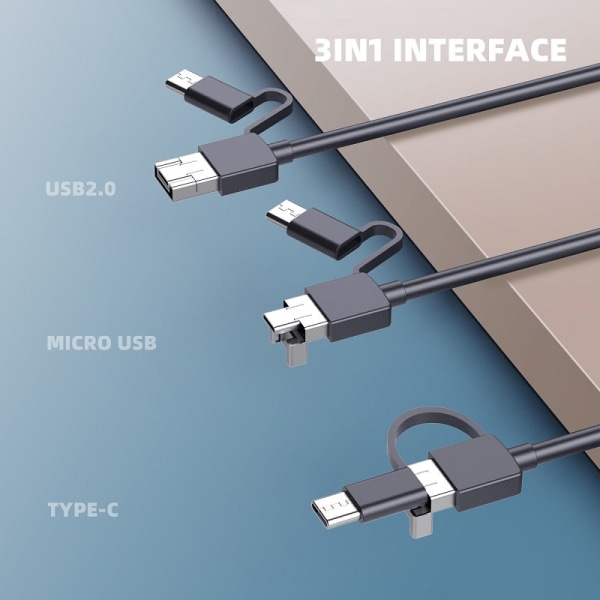 1080P USB Endoskop Kamera 3 i 1 Android/Type-C/PC Inspektion Endoskop Kamera 8mm IP67 Vandtæt 6 LED'er til Android PC 2m 8mm soft cable