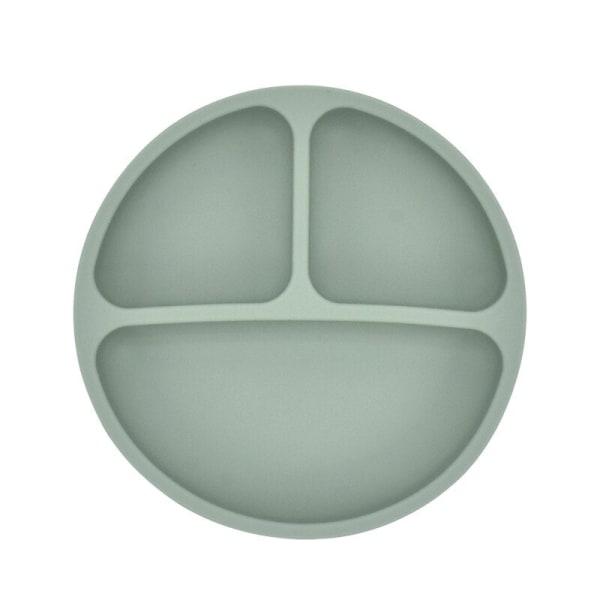 Baby Silikon Matset Solid Söt Leende Tecknad Barn Servis Småbarn Träning Porslin Barn Matningsskålar BPA FRI Khaki6