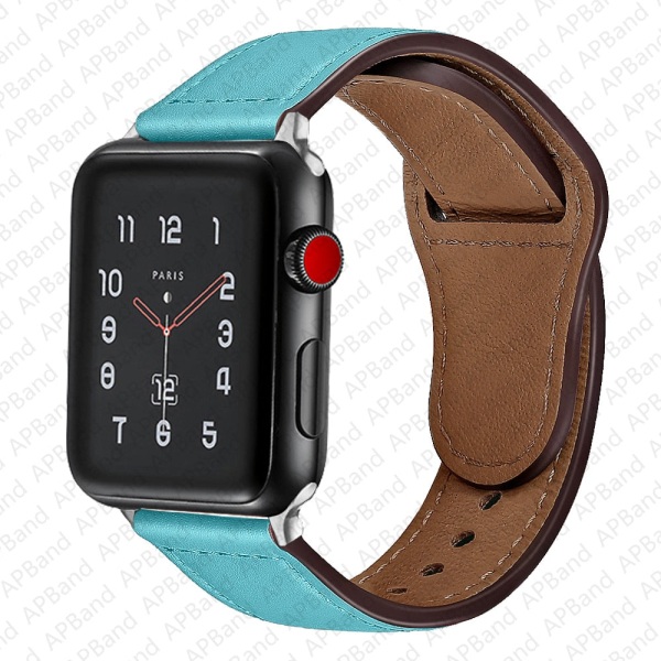 Läderrem För Apple Watch Band 44mm 40mm 42mm 38mm 44 mm Smartwatch Tillbehör armband armband iWatch 3 4 5 SE 6 7 Turquoise 42mm or 44mm