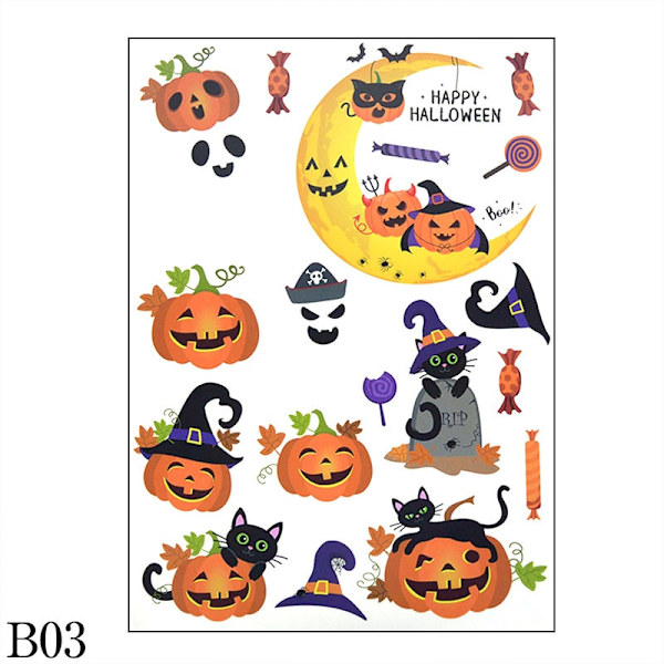 Avtakbare Halloween Veggklistremerker Skrekk Grim Reaper Heks Gresskar Vindusklistremerker For Halloweenfest Hjem Bar Gulv Veggdekor A05-1set