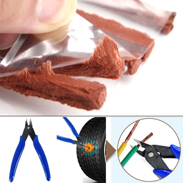 Bil Däck Reparationsverktyg Kit Dubbsats Auto Cykel Punktering Plugg Garage Nåltång Vakuumfilm Spikskruvar Med Förvaringsväska Overseas CASE-A-5PCS
