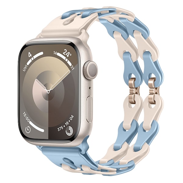 Klockarmband för Apple Watch iWatch 42/44/45/46/49mm Stjärnljus Ljusblå Roséguldspänne