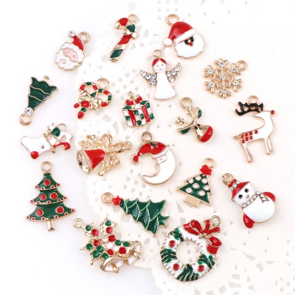 10 st A+ Nyår Mode Metalllegering Jul Charm Dekor Set Xmas Hänge Drop Ornament Hängande Juldekoration random  style  10pc