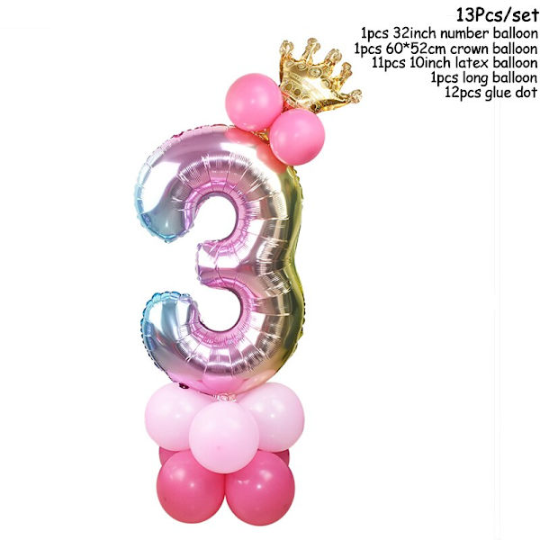 Regnbue Enhjørning Bursdagsfest Dekorasjon Engangsservise Sett Enhjørning Ballong Jente Baby Shower Barn Bursdagsfest Utstyr number3 set3