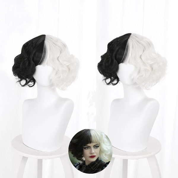 Cruella De Vil Cosplay Kostym Klänningar 101 Dalmatiner med Kappa Outfits Halloween Karneval Kostym för Kvinnor Flickor C One size