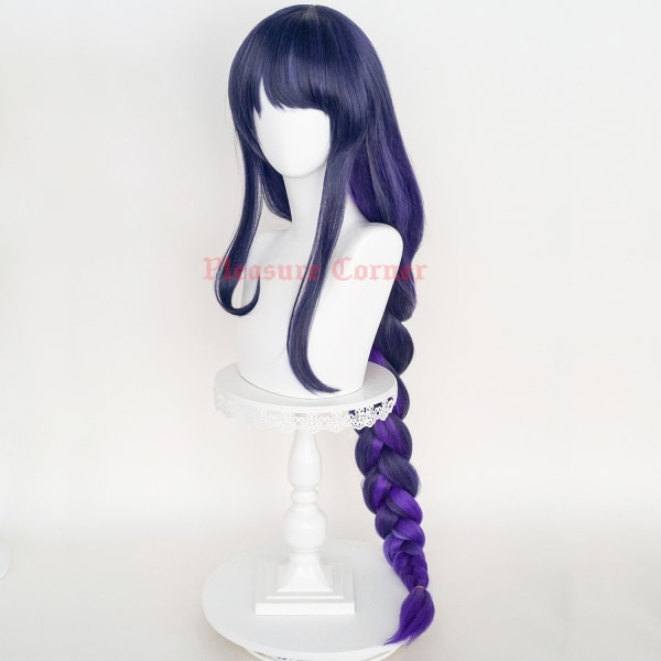 Spel Anime Genshin Impact Raiden Shogun Cosplay Peruk Förstylad 110cm Lång Värmebeständig Syntetisk Lila Blandad Färg Baal Peruker Headwear add wig Pre Styled