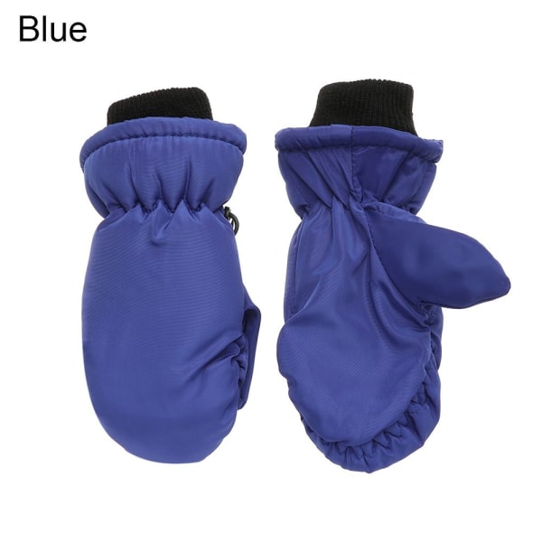 1 Par Nye Moderne Børne Vinter Varme Snehandsker Drenge Piger Ski Vindtætte Vandtætte Tykke Vanter Hold Fingrene Varme B-Blue  2-6 Years One Size