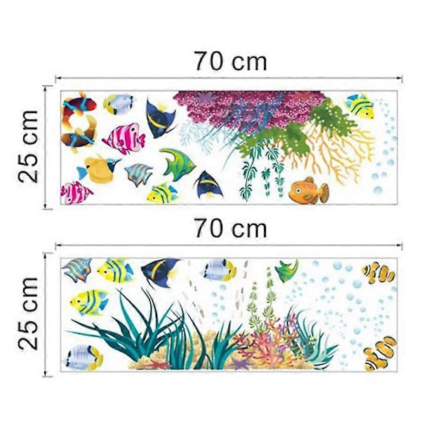 Väggdekal Färgglada I Muraler: 130x42 Cm I Väggtatuering Badrum Kakeldekal Fisk Korall Hav Sjö I Väggdekoration För Barns Barnrum Ba