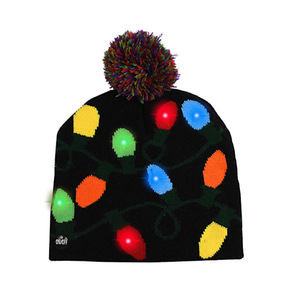 LED Julehue Sweater Strikket Hue Julelys Strikket Hue Julegave til Børn Julepynt J