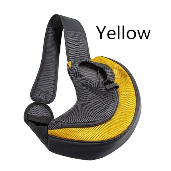 Husdjursvalp Bärväska S/L Utomhus Rese Hund Axelväska Mesh Oxford Enkel Sling Handväska Komfort Tote Väska Andningsbar Kattväska Yellow L