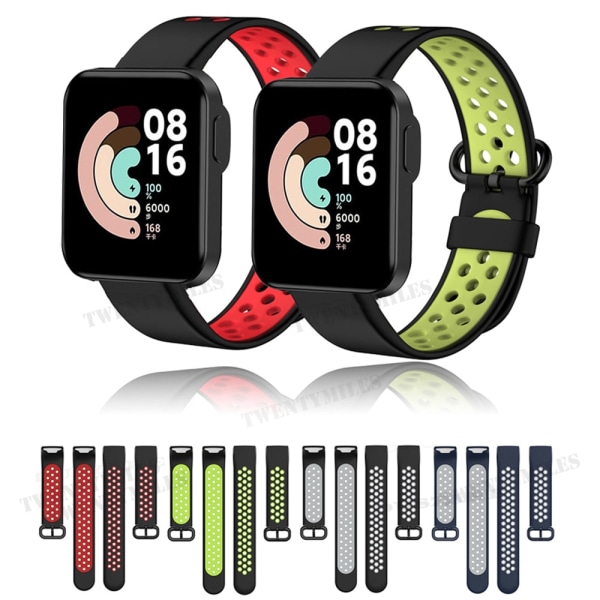 Korvaava urheiluranneke XiaoMi Mi Watch Lite -kellolle, silikoninen hengittävä ranneke Mi Watch Lite -kellolle, rannekoru Black and Red