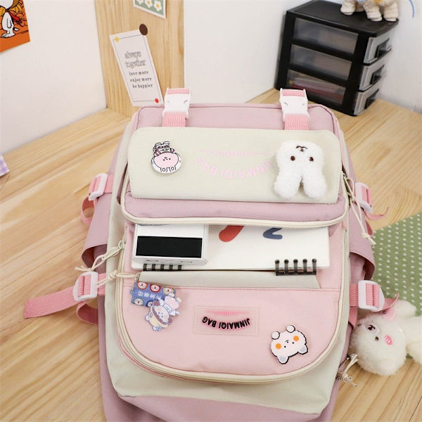 5 stk Sett Ryggsekker For Student Skoleveske For Jenter Multifunksjonelle Skoleryggsekker Håndveske Stor Kapasitet Jenters Pennal 4pcs black