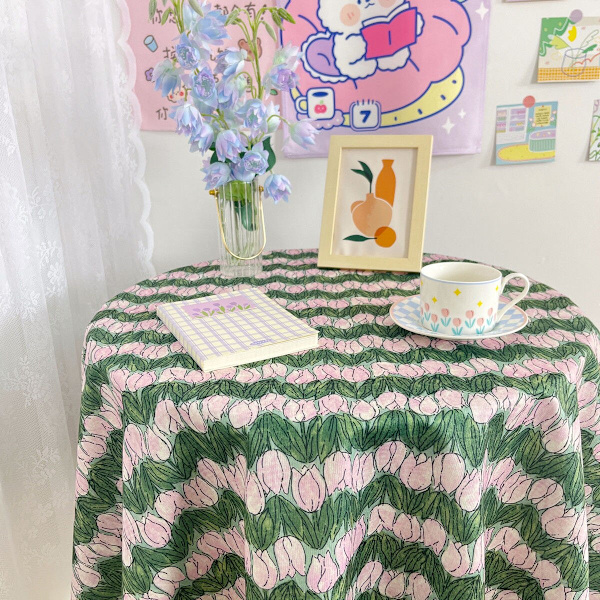 Bordsduk med blommönster i koreansk stil, kaffebordsduk, matbordsöverdrag, matbordsduk, tebordsduk, picknickduk R 80X120CM